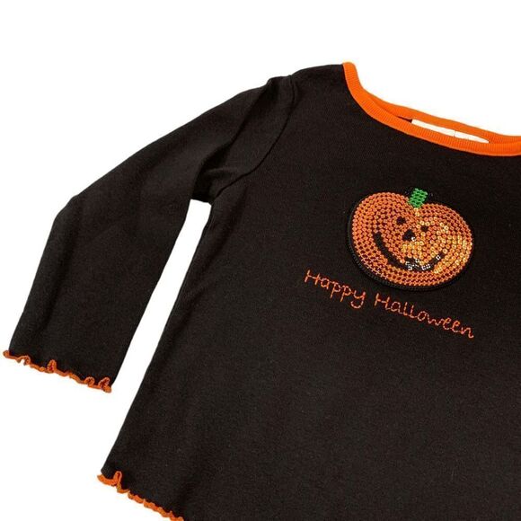 Koala Kids Infant girl's size 24 Months Black orange Sequin Halloween Shirt top - Picture 3 of 9